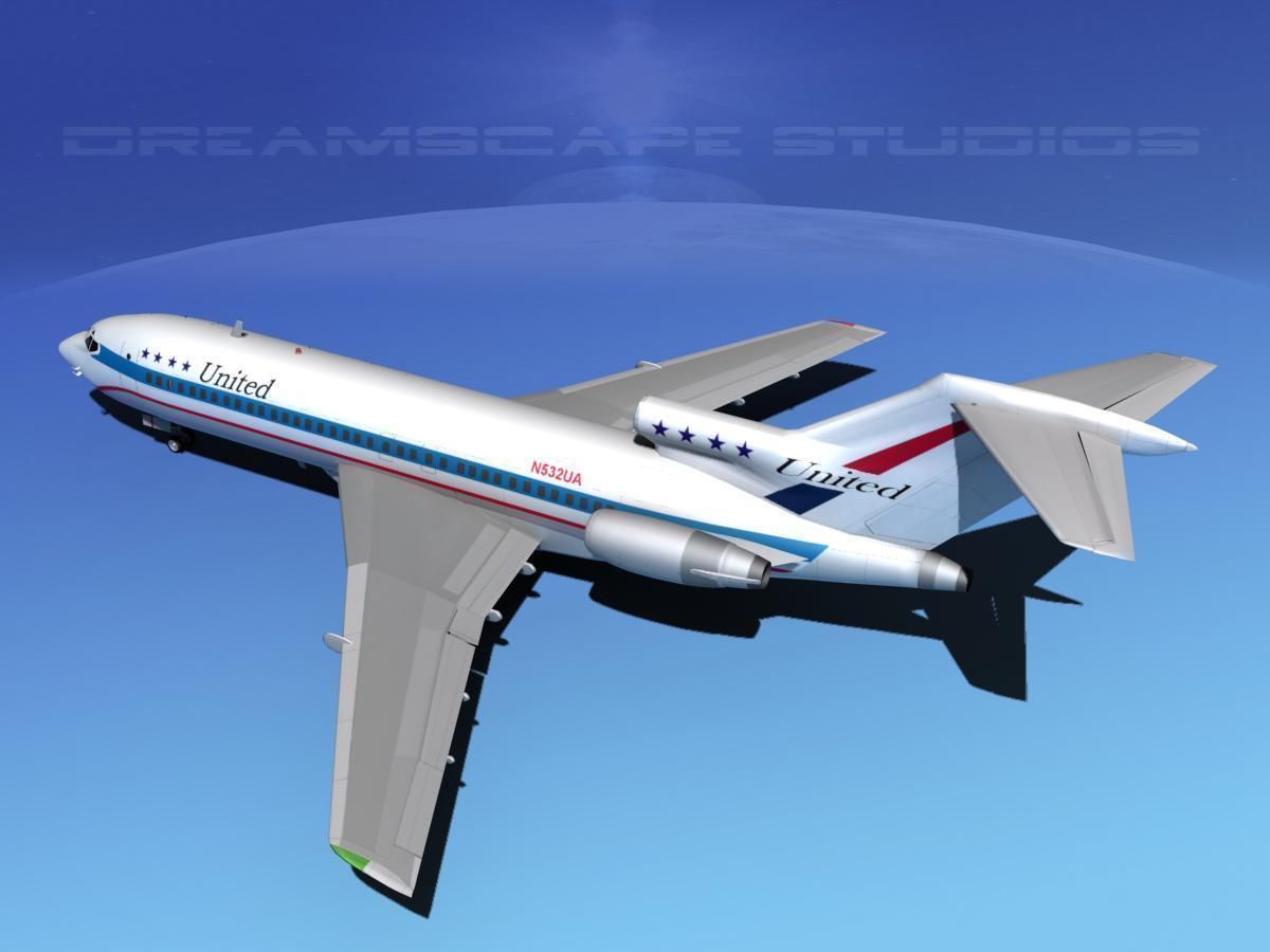 Boeing 727-100 United Airlines 2 3D model_8