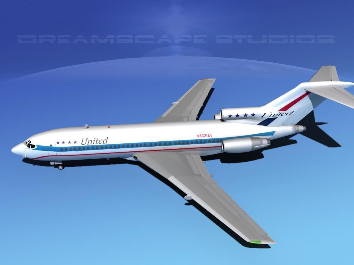 Boeing 727-100 United Airlines 2 3D model_9
