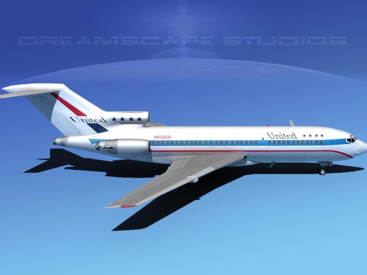 Boeing 727-100 United Airlines 2 3D model_4