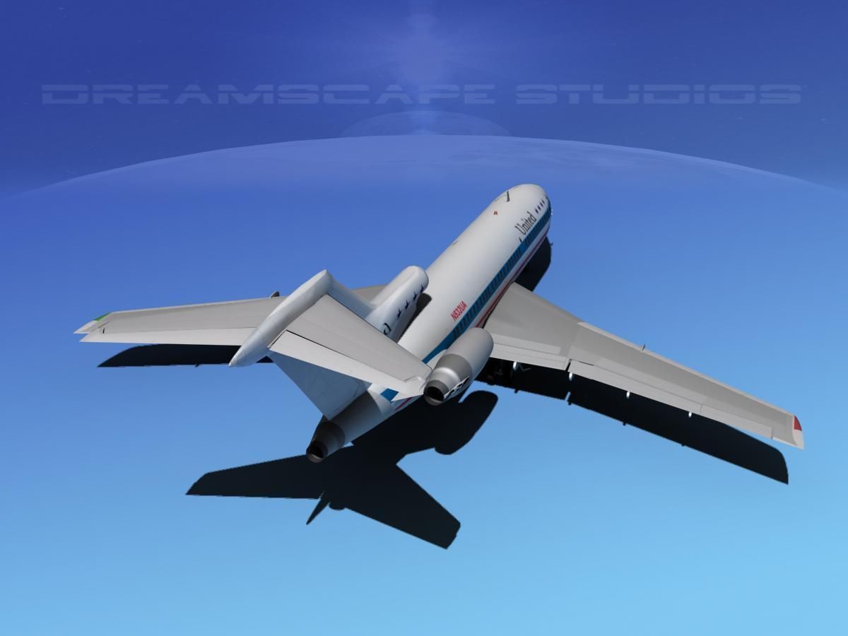 Boeing 727-100 United Airlines 2 3D model_6