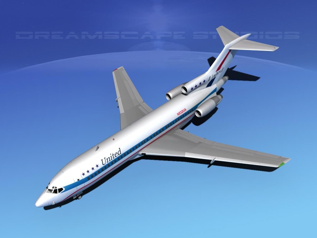 Boeing 727-100 United Airlines 2 3D model_10