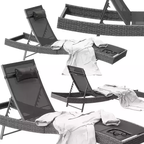 Polyrattan Sonnenliege Delphine grau 3d model