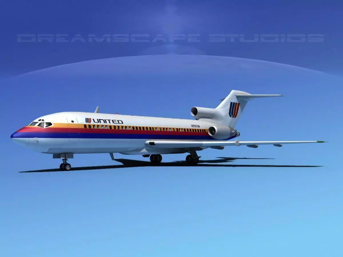 Boeing 727-100 United Airlines 3 3D model_0