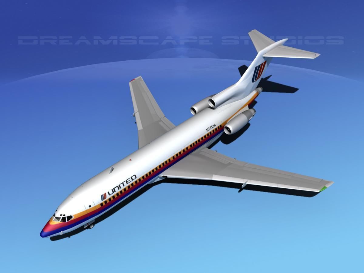 Boeing 727-100 United Airlines 3 3D model_9