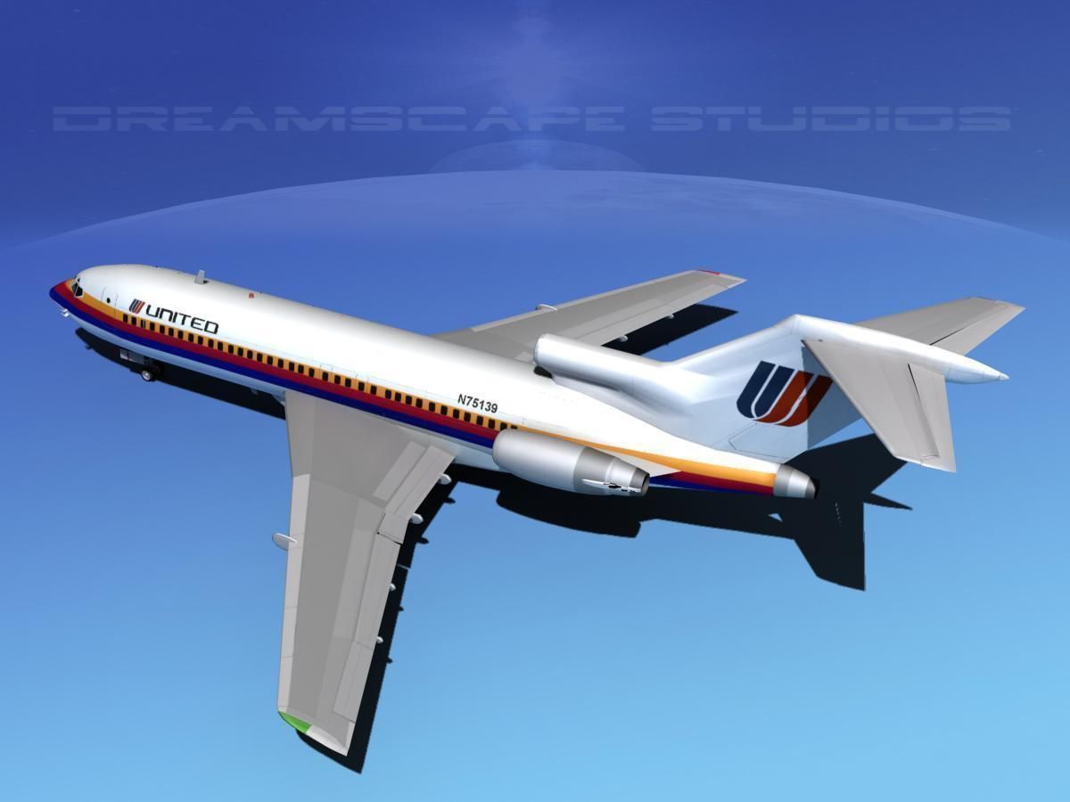 Boeing 727-100 United Airlines 3 3D model_8