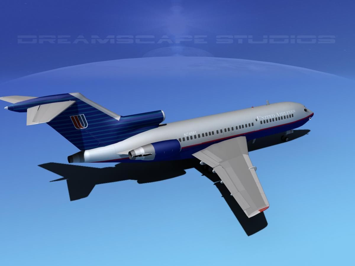 Boeing 727-100 United Airllines 4 3D model_5