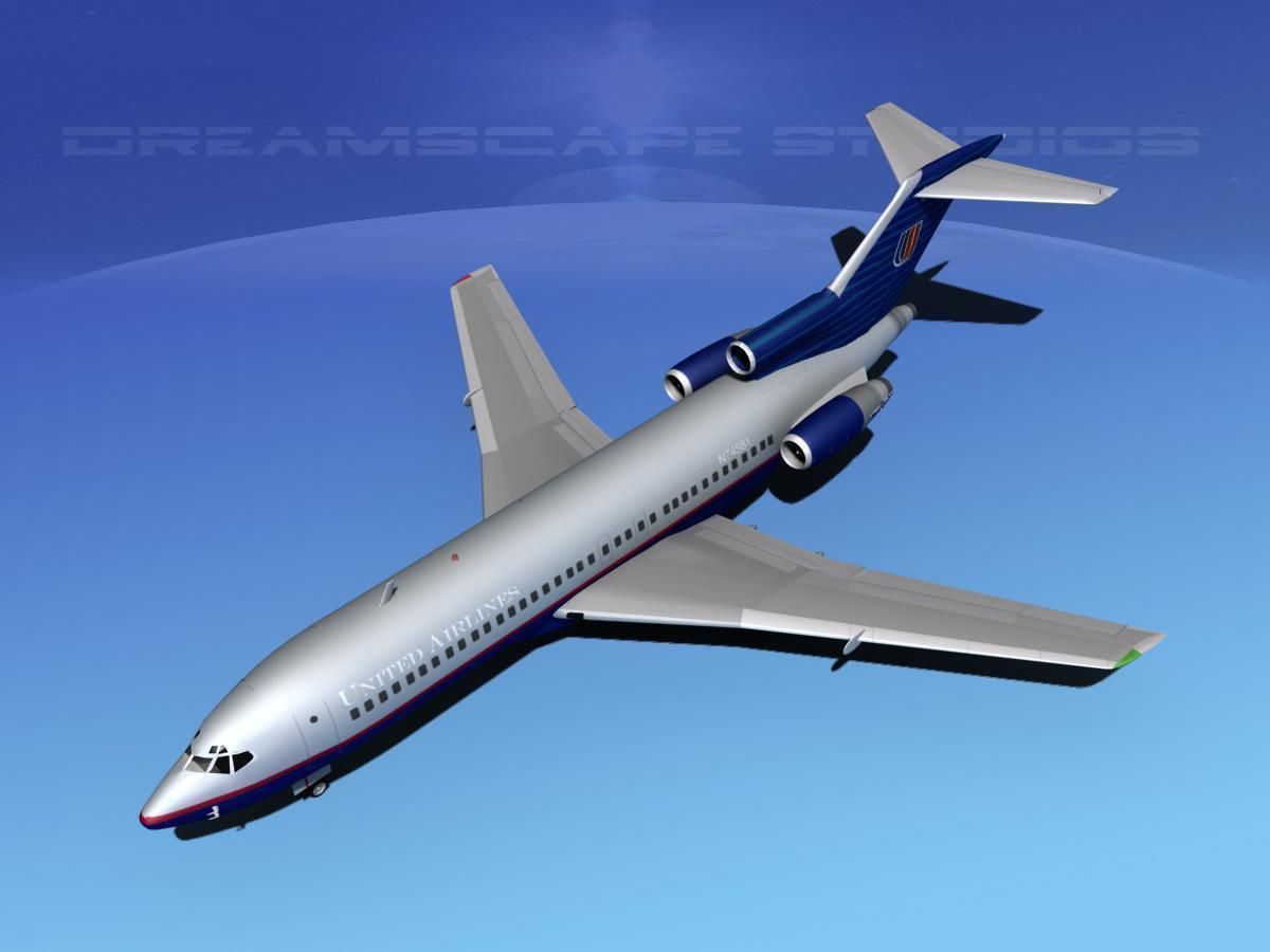 Boeing 727-100 United Airllines 4 3D model_11