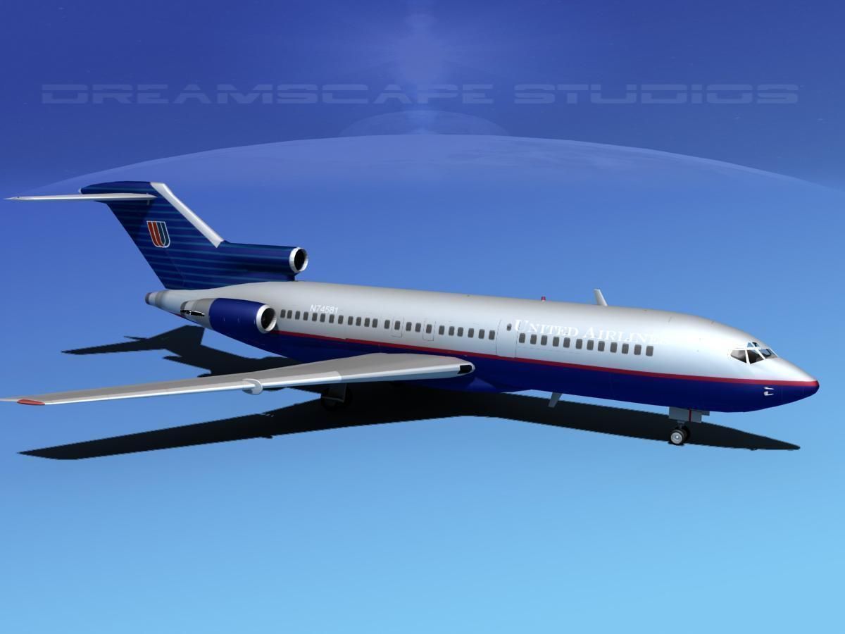 Boeing 727-100 United Airllines 4 3D model_3