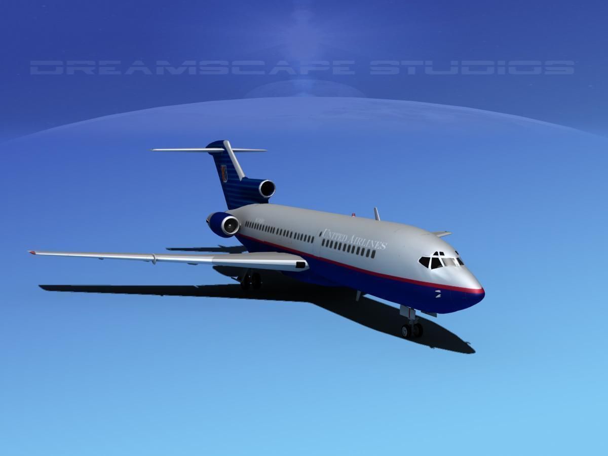 Boeing 727-100 United Airllines 4 3D model_2