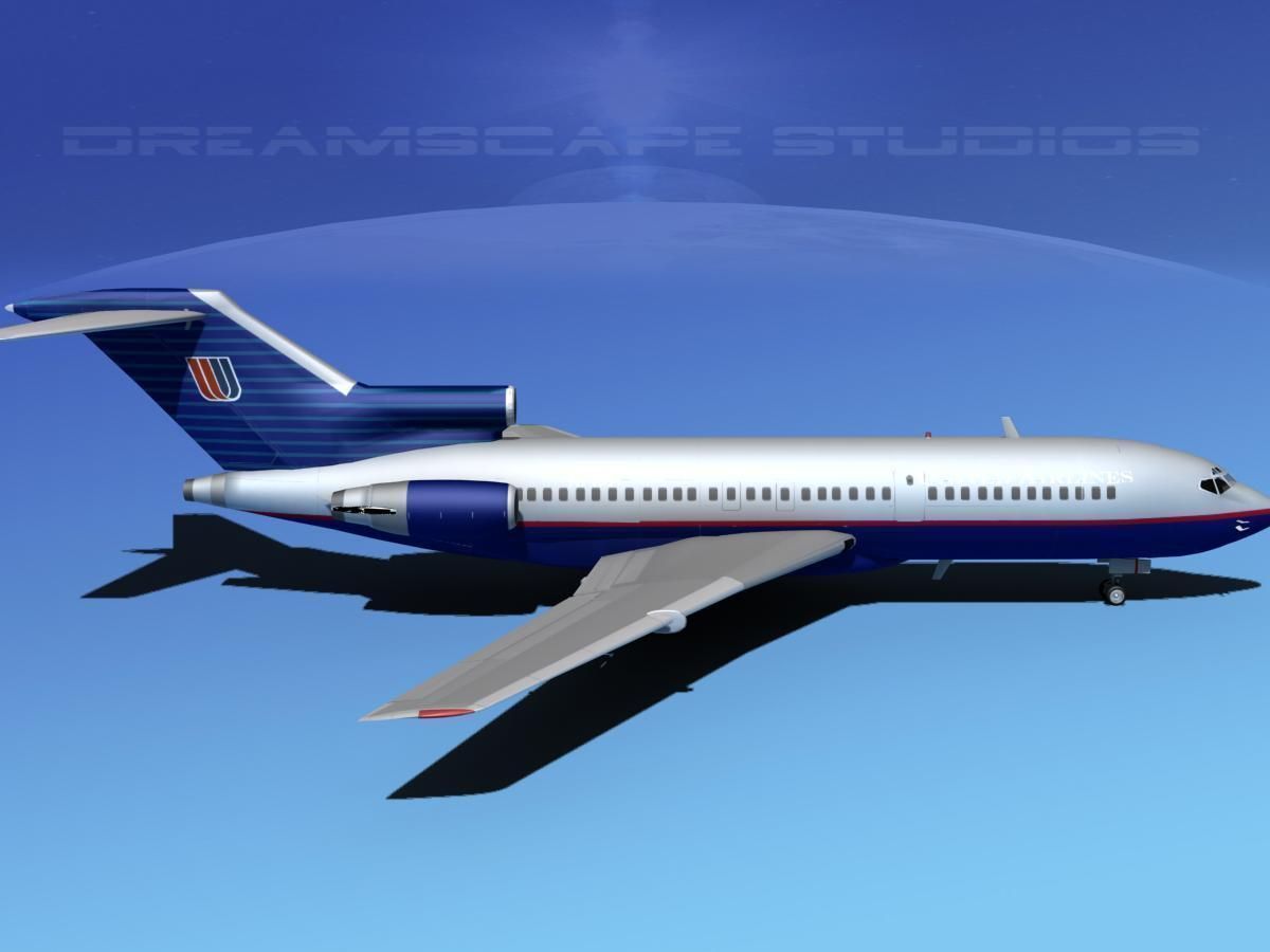 Boeing 727-100 United Airllines 4 3D model_4
