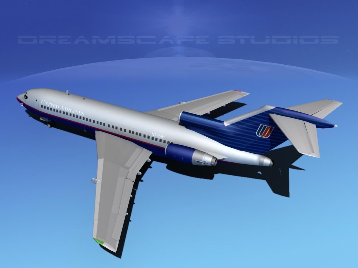 Boeing 727-100 United Airllines 4 3D model_8