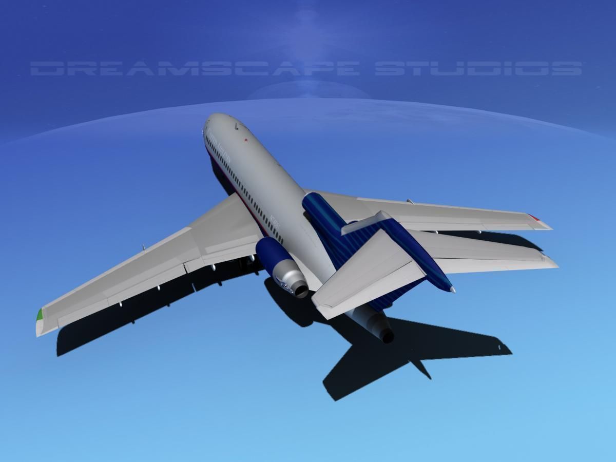 Boeing 727-100 United Airllines 4 3D model_7