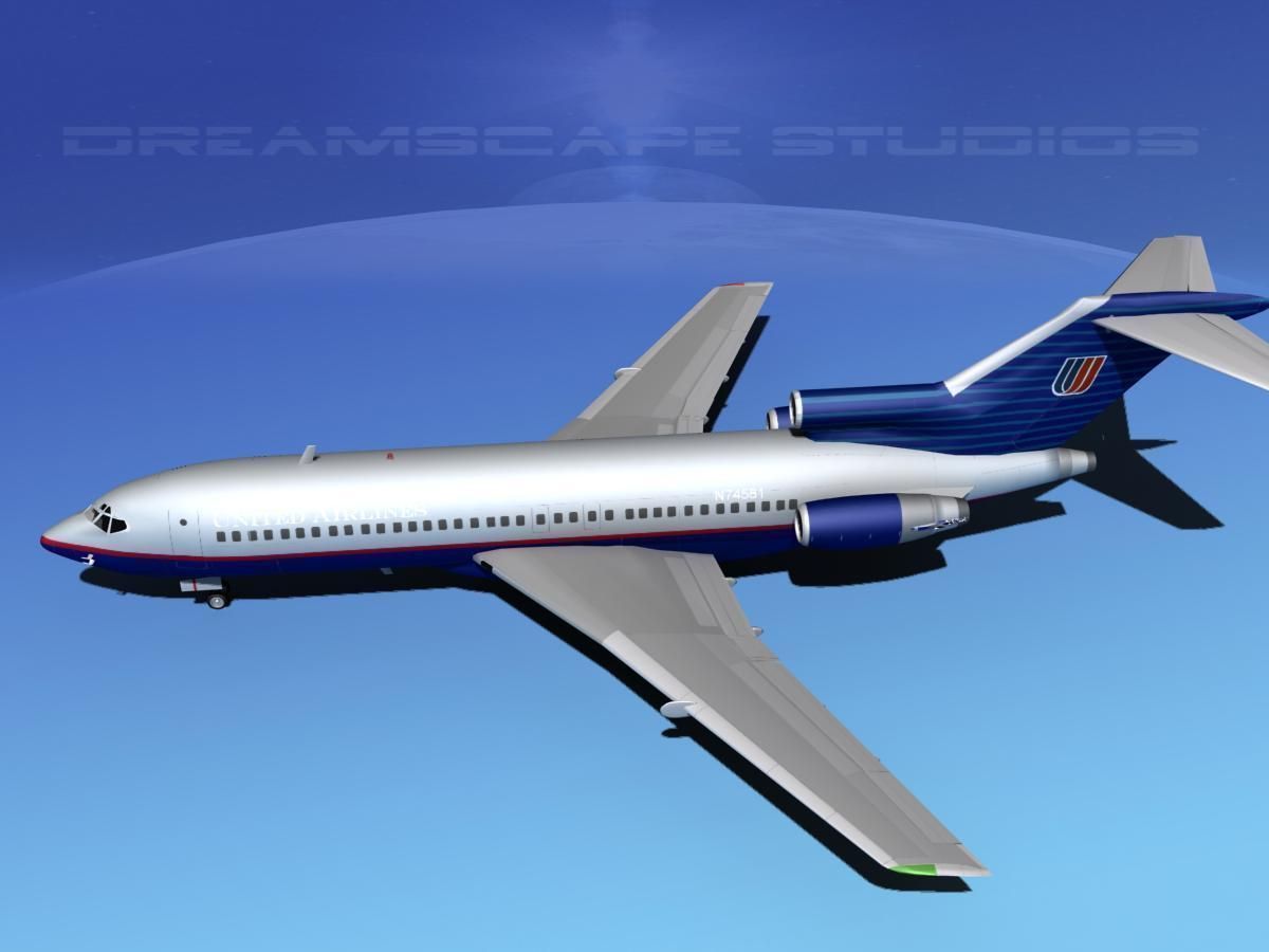 Boeing 727-100 United Airllines 4 3D model_9