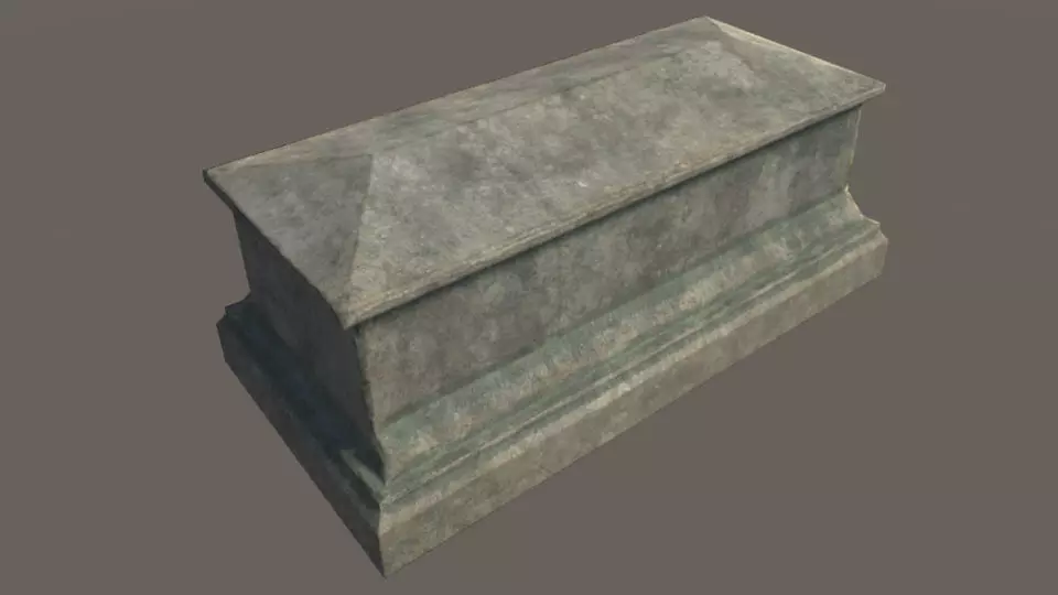 Tomb 2 - PBR stone coffin Low-poly 3D model_0