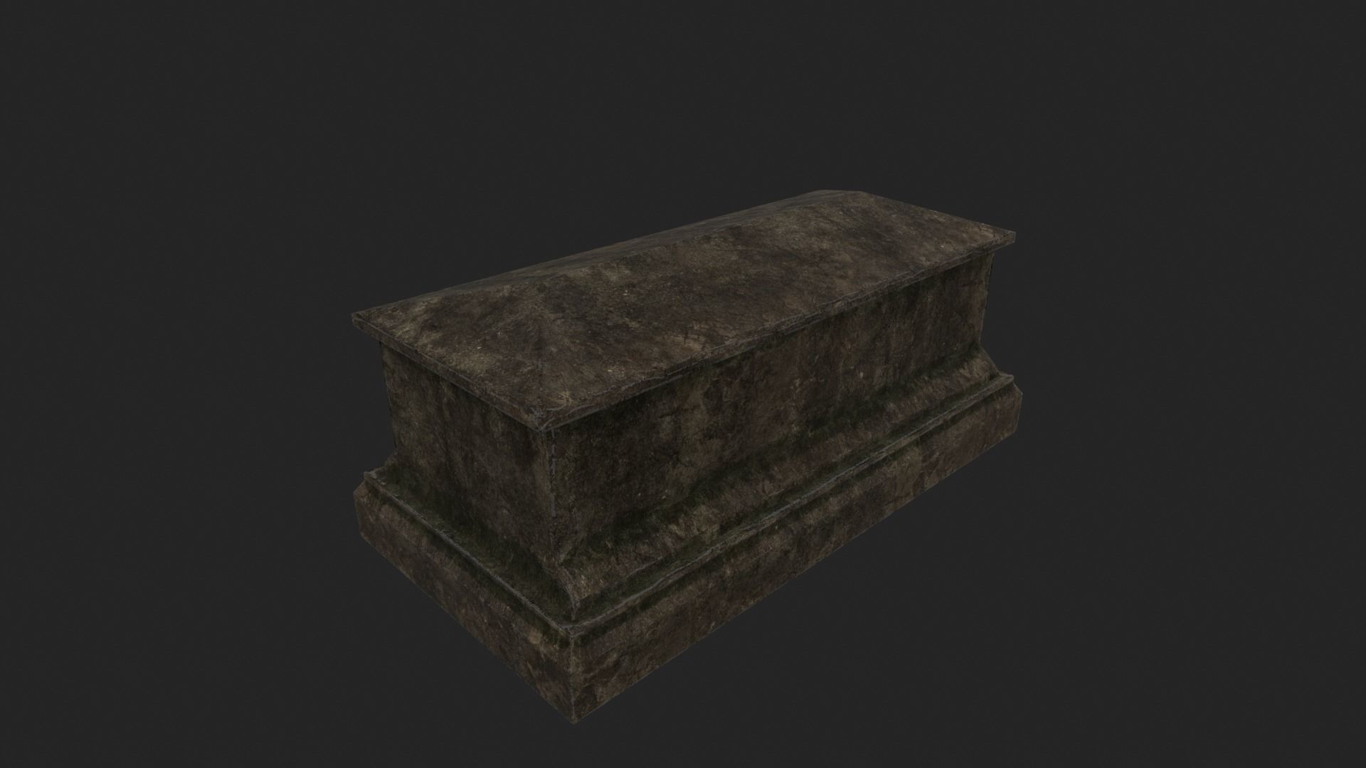 Tomb 2 - PBR stone coffin Low-poly 3D model_4