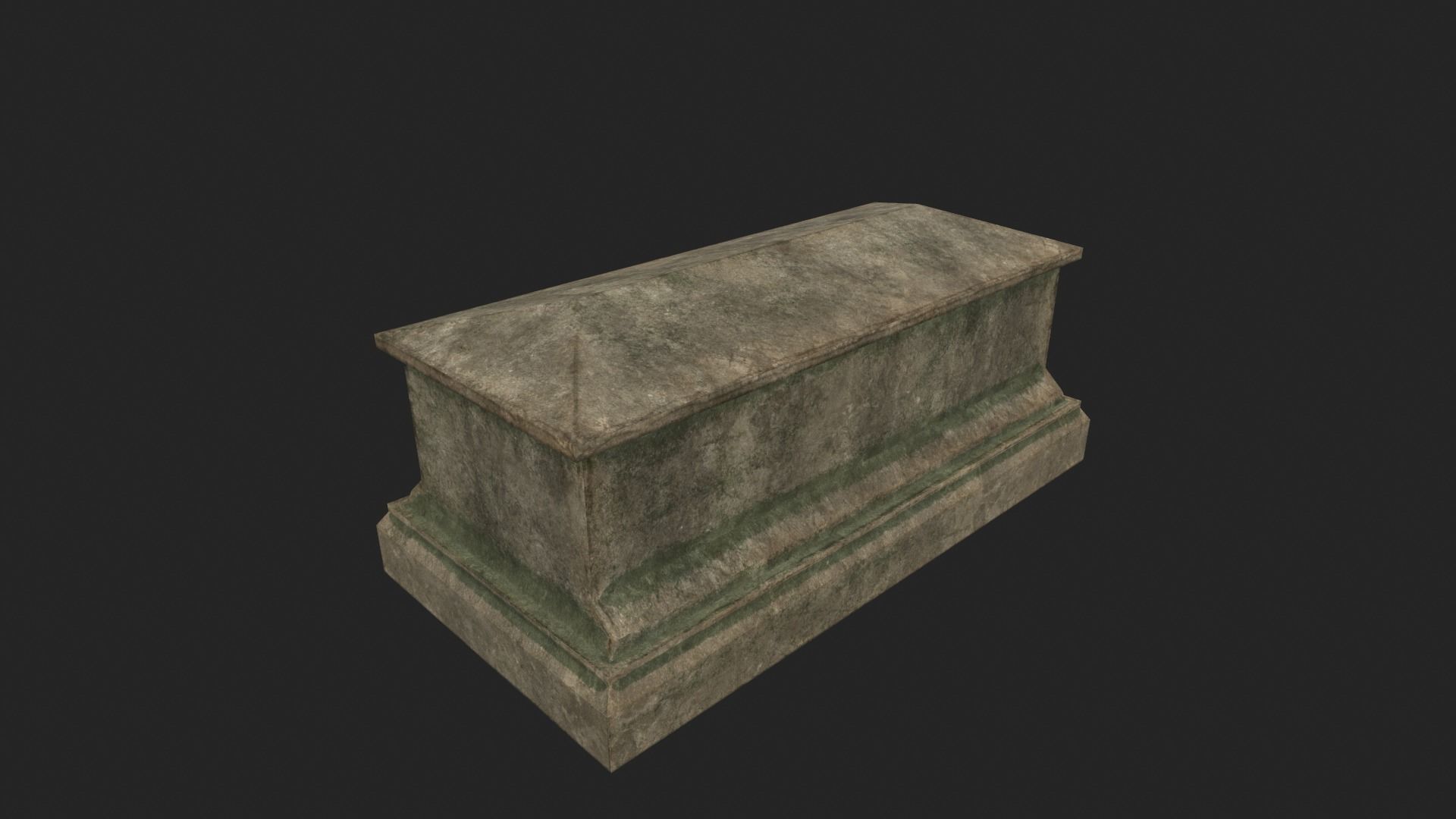 Tomb 2 - PBR stone coffin Low-poly 3D model_2