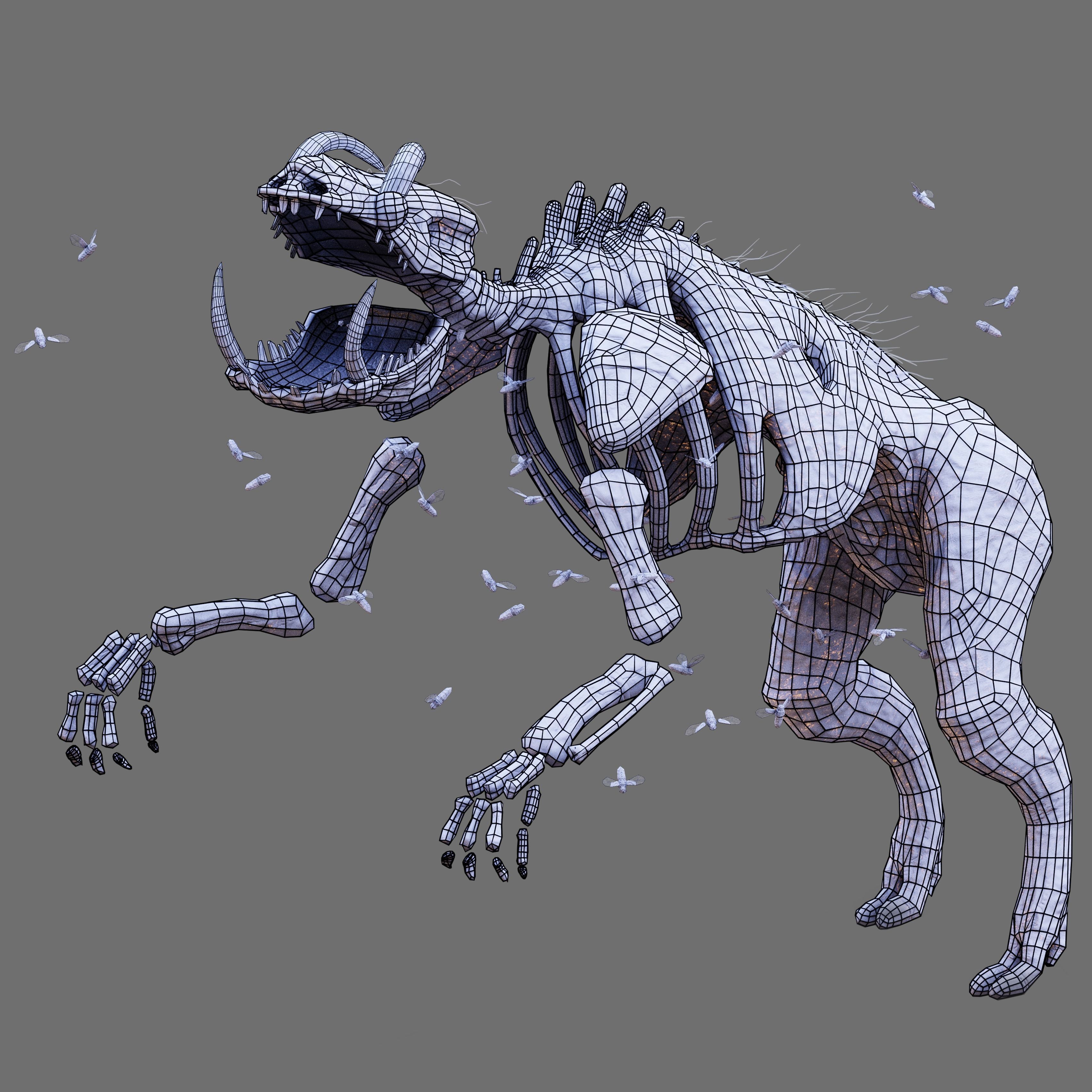 Undead Boar Skeleton Low-poly 3D model_1