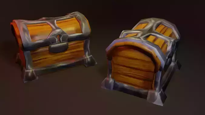 low polygon treasure chest for games