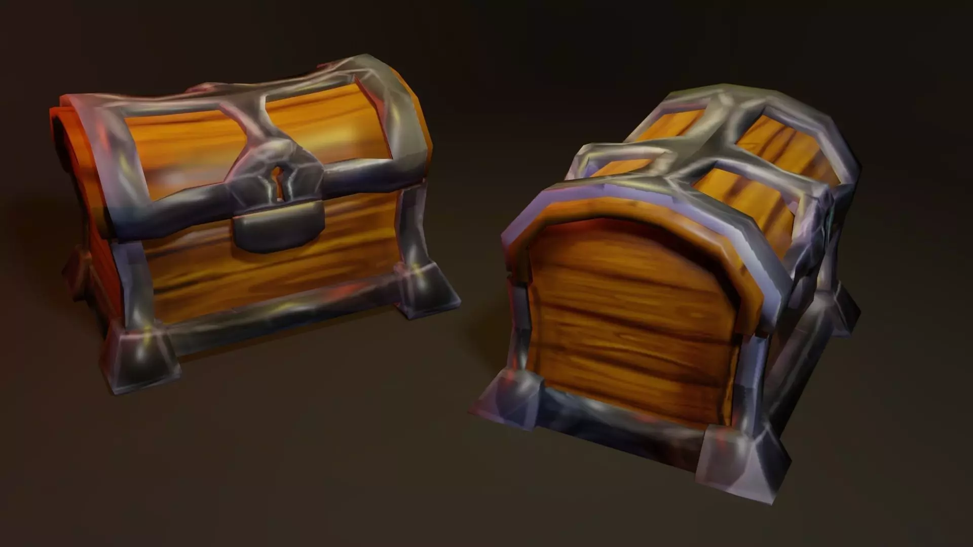 low polygon treasure chest for games 3D Model Collection_0