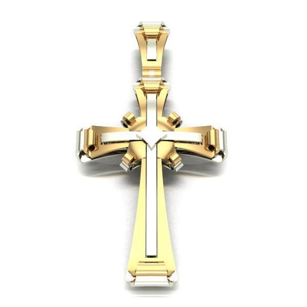 CROSS gold and silver pendant 3D print model_1