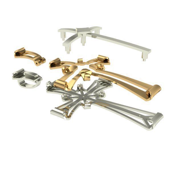 CROSS gold and silver pendant 3D print model_3