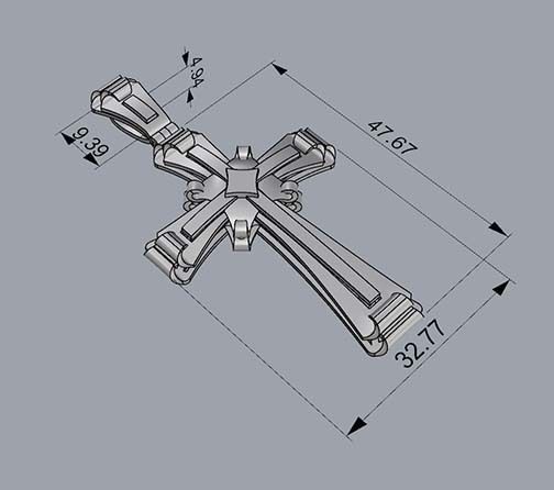 CROSS gold and silver pendant 3D print model_4