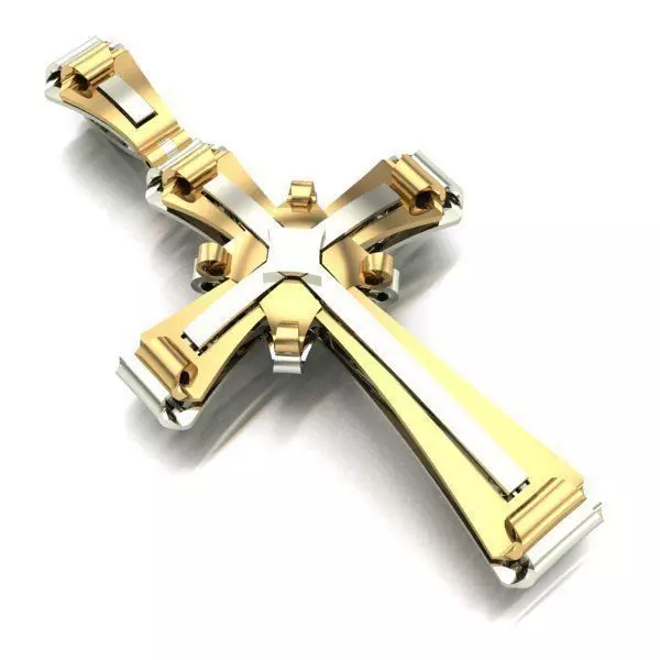 CROSS gold and silver pendant 3D print model_0