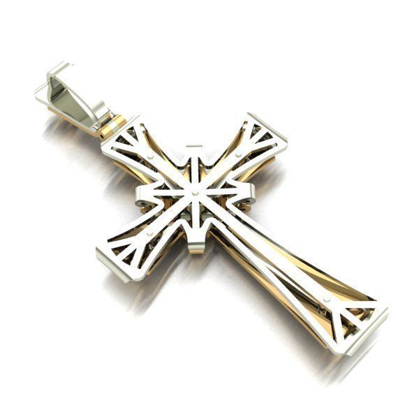 CROSS gold and silver pendant 3D print model_2