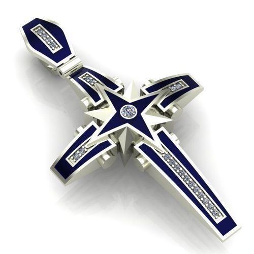 CROSS pendant with enamel and diamonds 3D print model