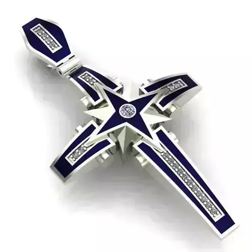 CROSS pendant with enamel and diamonds 3D print model
