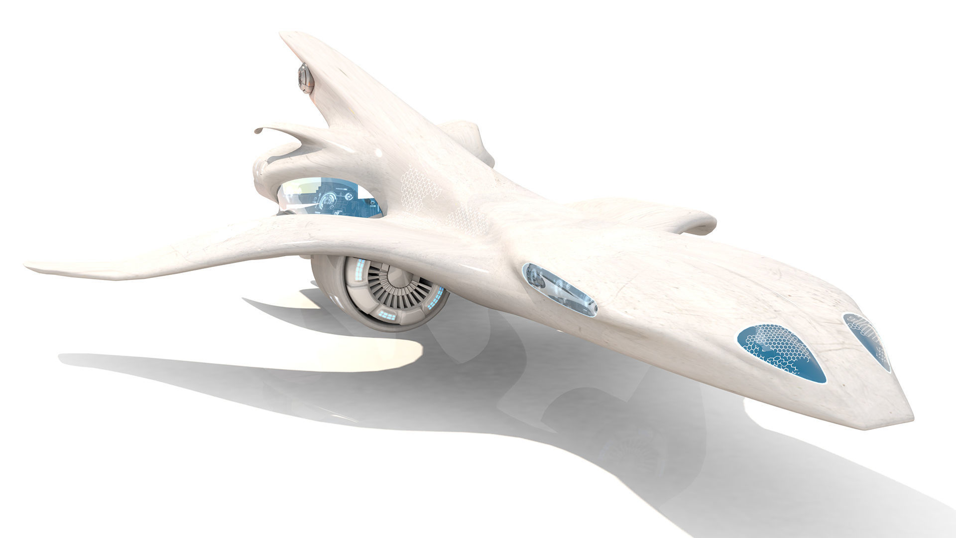 Aerodynamic spaceship 3D model_3