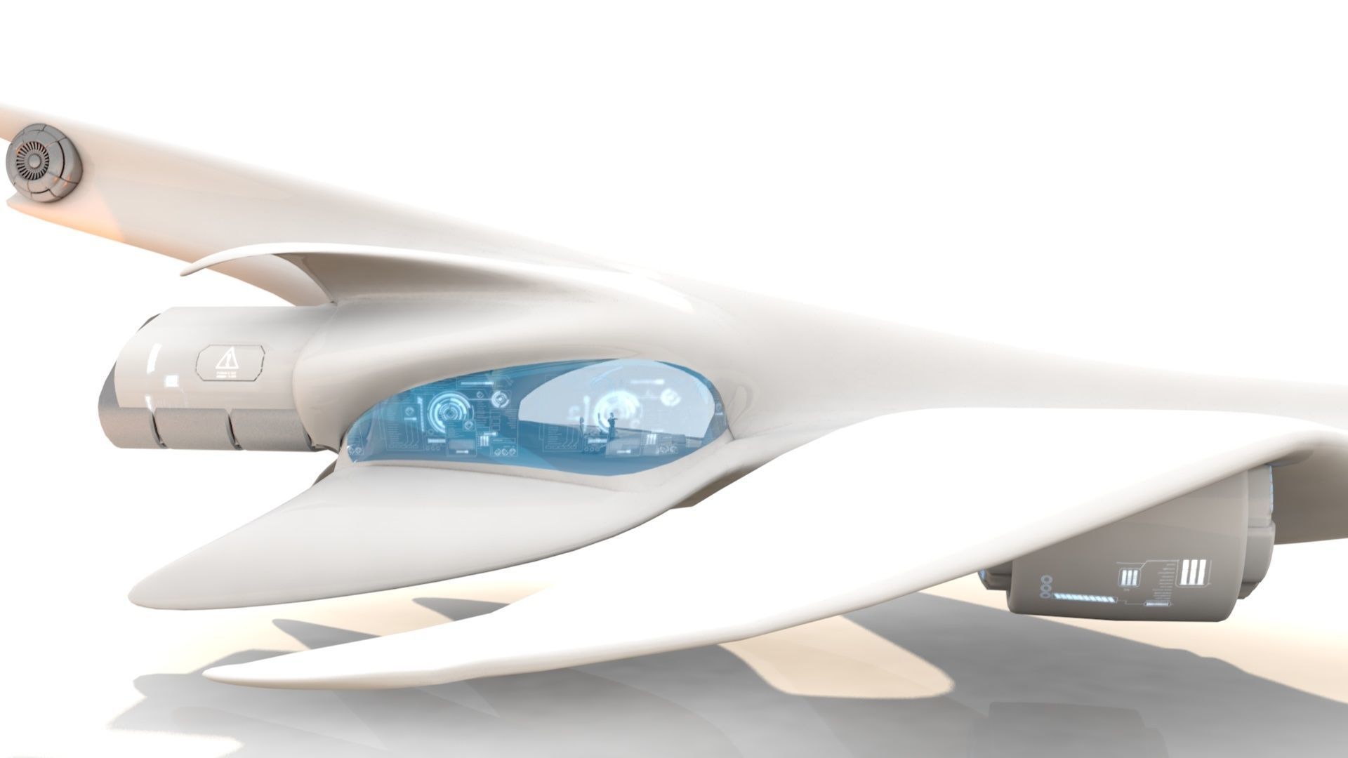 Aerodynamic spaceship 3D model_4