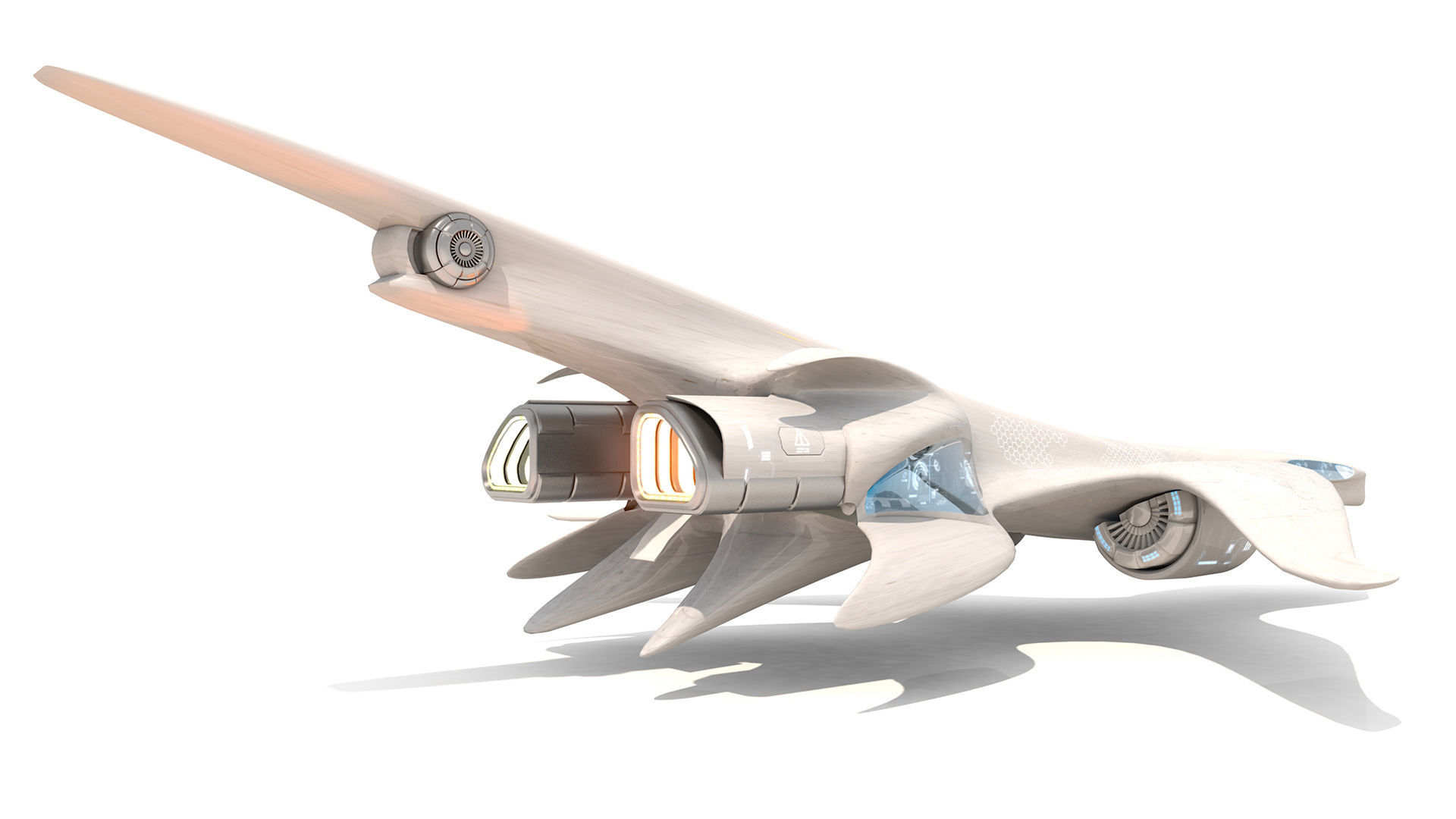 Aerodynamic spaceship 3D model_2