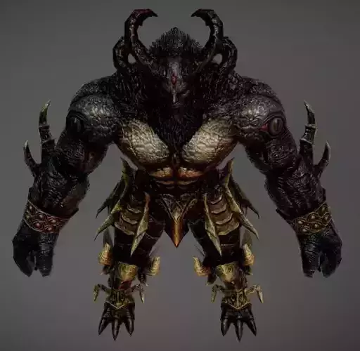 Behemoth demon with horns Low-poly 3D model