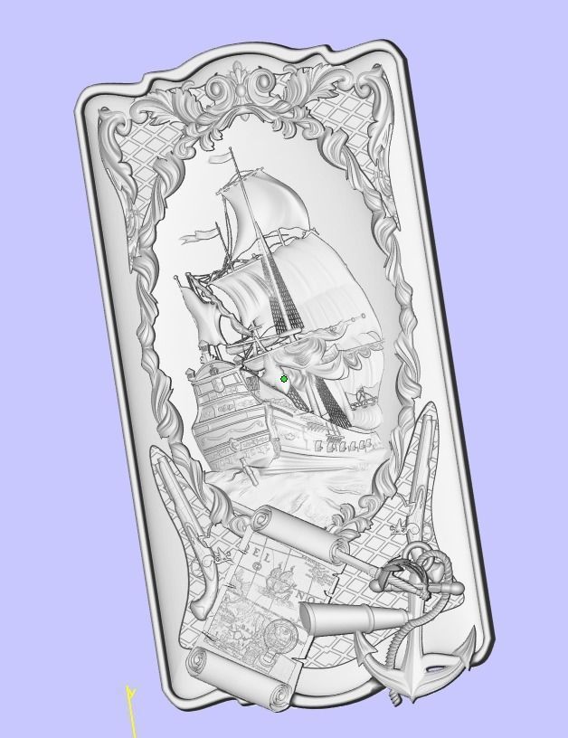 CNC Bas Relief Ship Design 3D print model_2