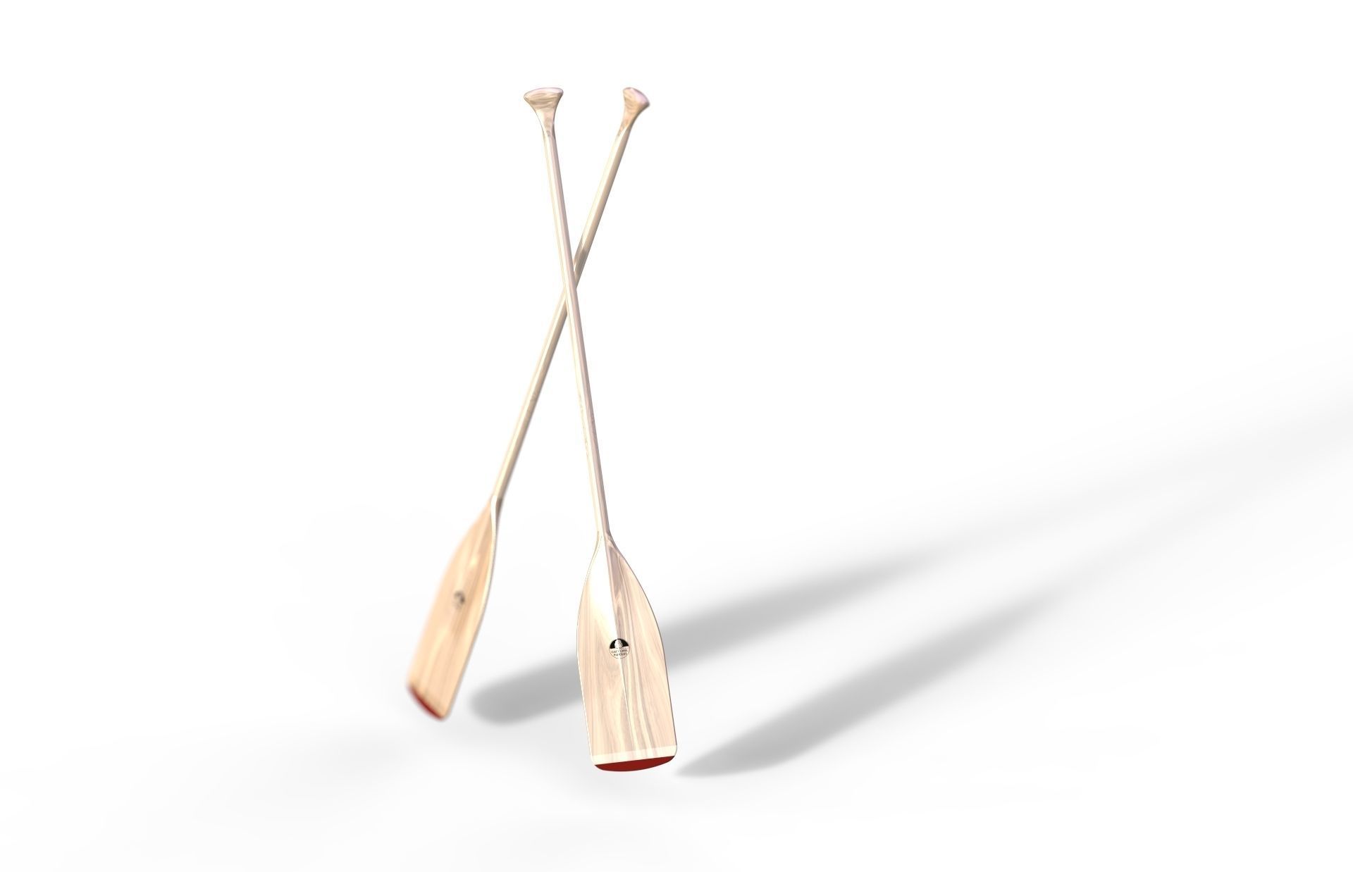 Wooden Paddle Oar for Rowing Boat  3D model_4