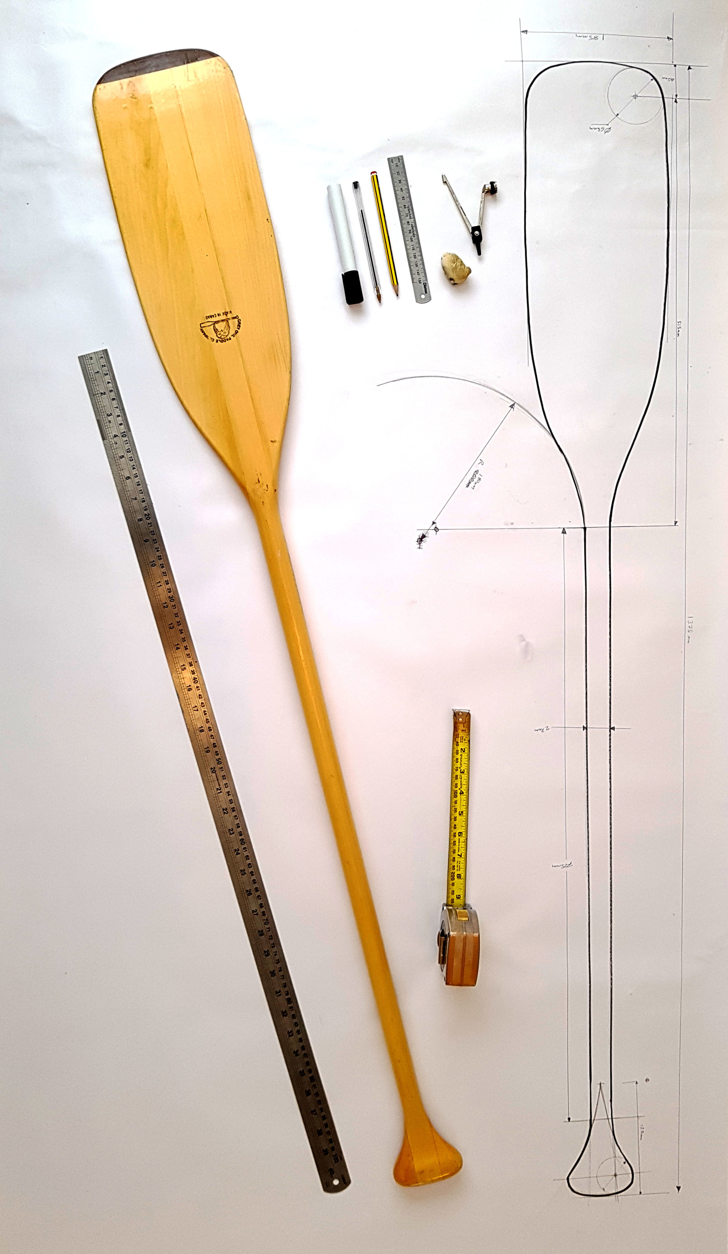 Wooden Paddle Oar for Rowing Boat  3D model_7