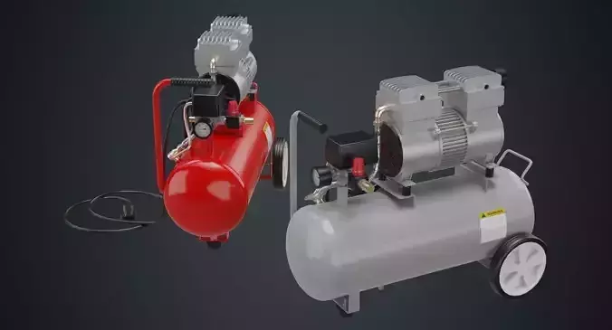 Air Compressor 3A Low-poly 3D model