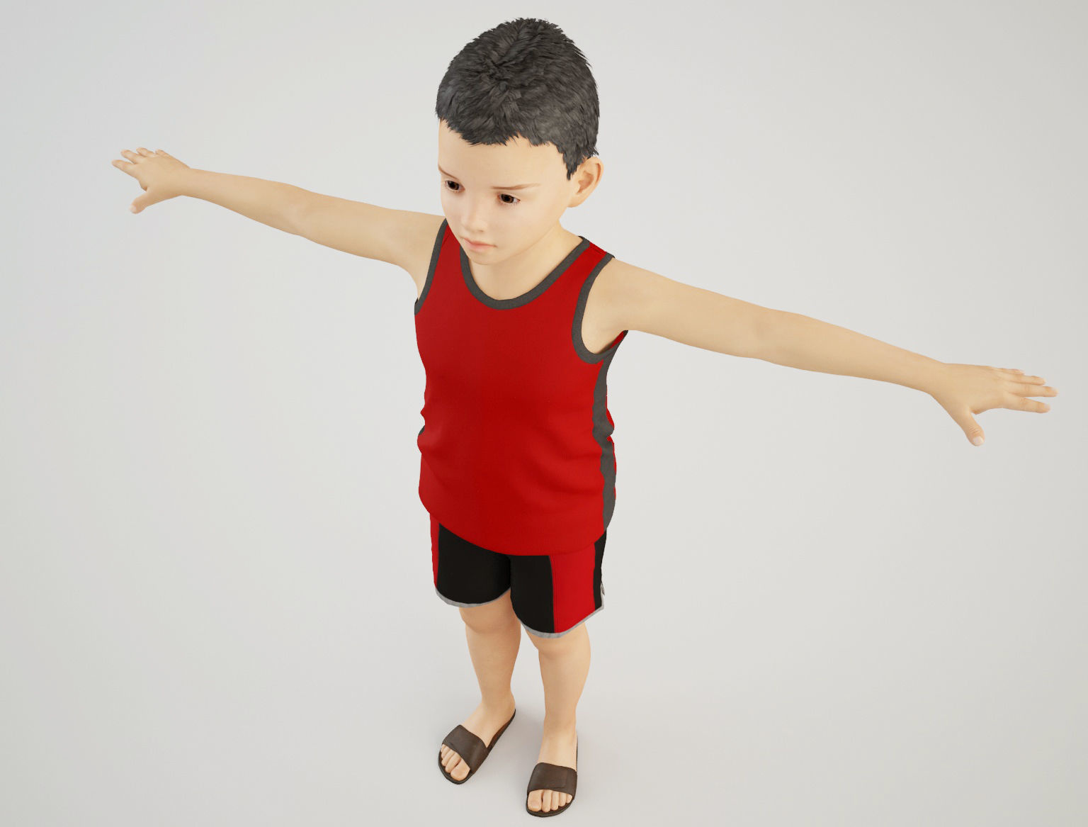 Boy 5 in tank top and shorts 3D model_6