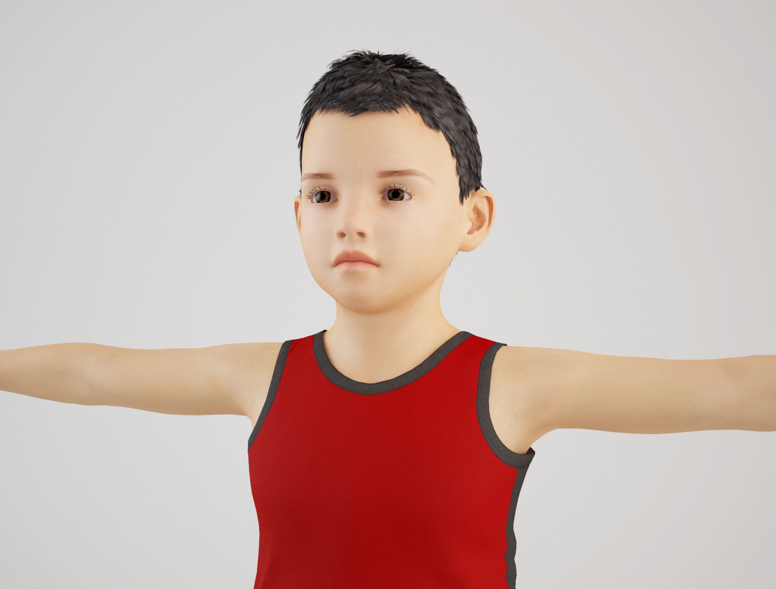 Boy 5 in tank top and shorts 3D model_7