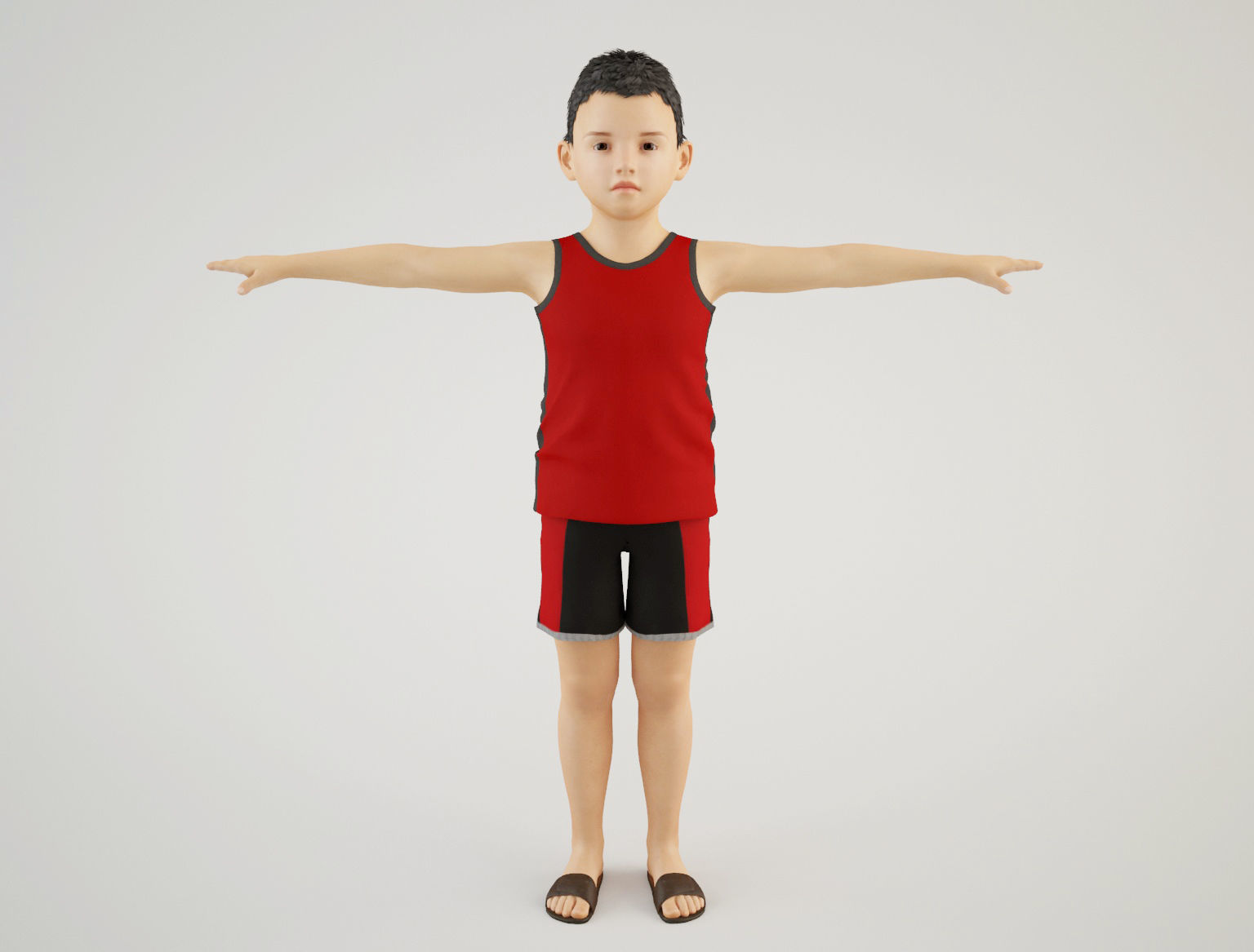 Boy 5 in tank top and shorts 3D model_2