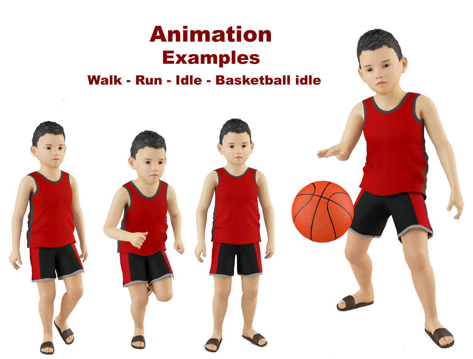 Boy 5 in tank top and shorts 3D model_8