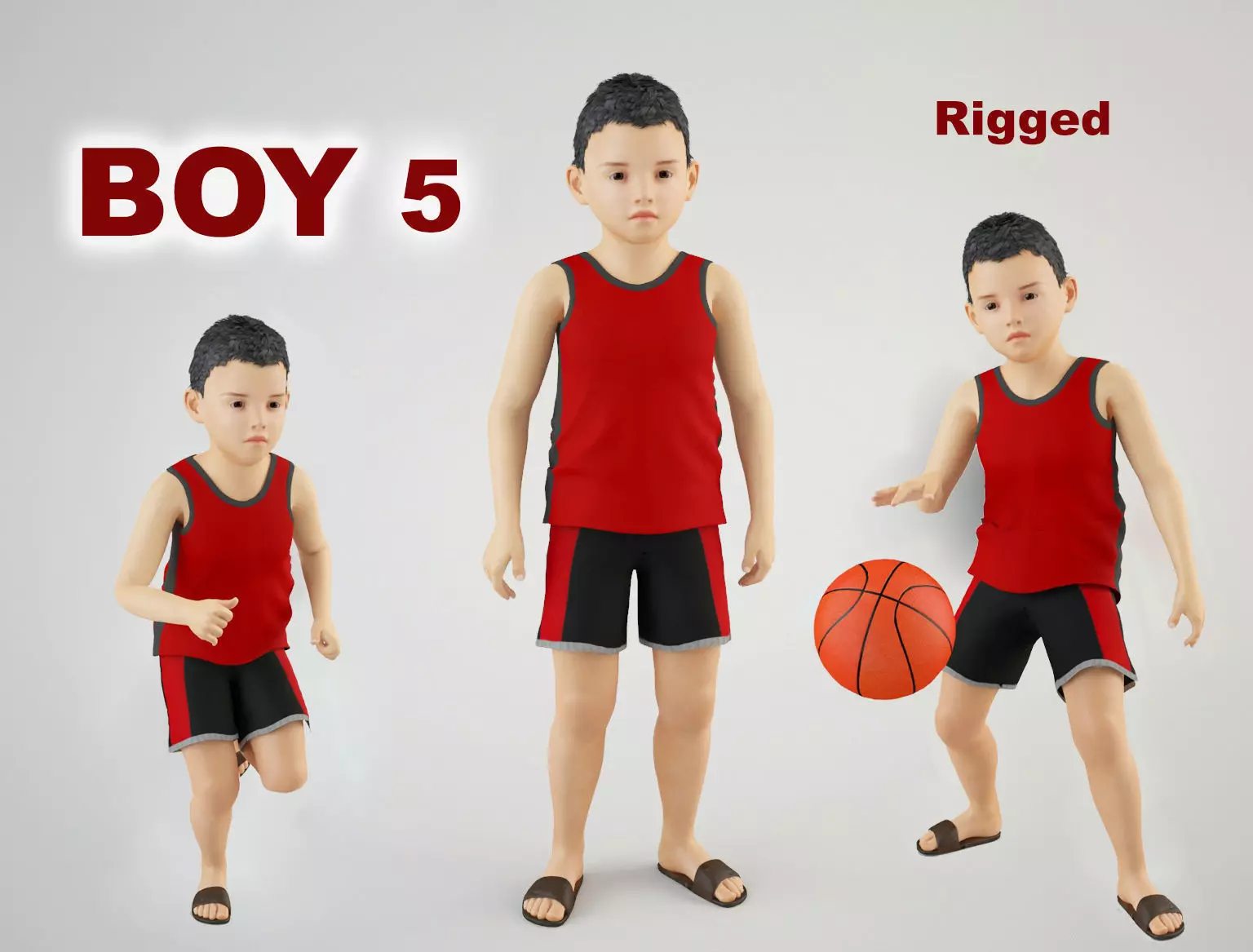 Boy 5 in tank top and shorts 3D model_0