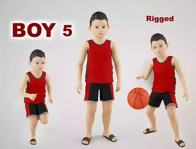 Boy 5 in tank top and shorts 3D model