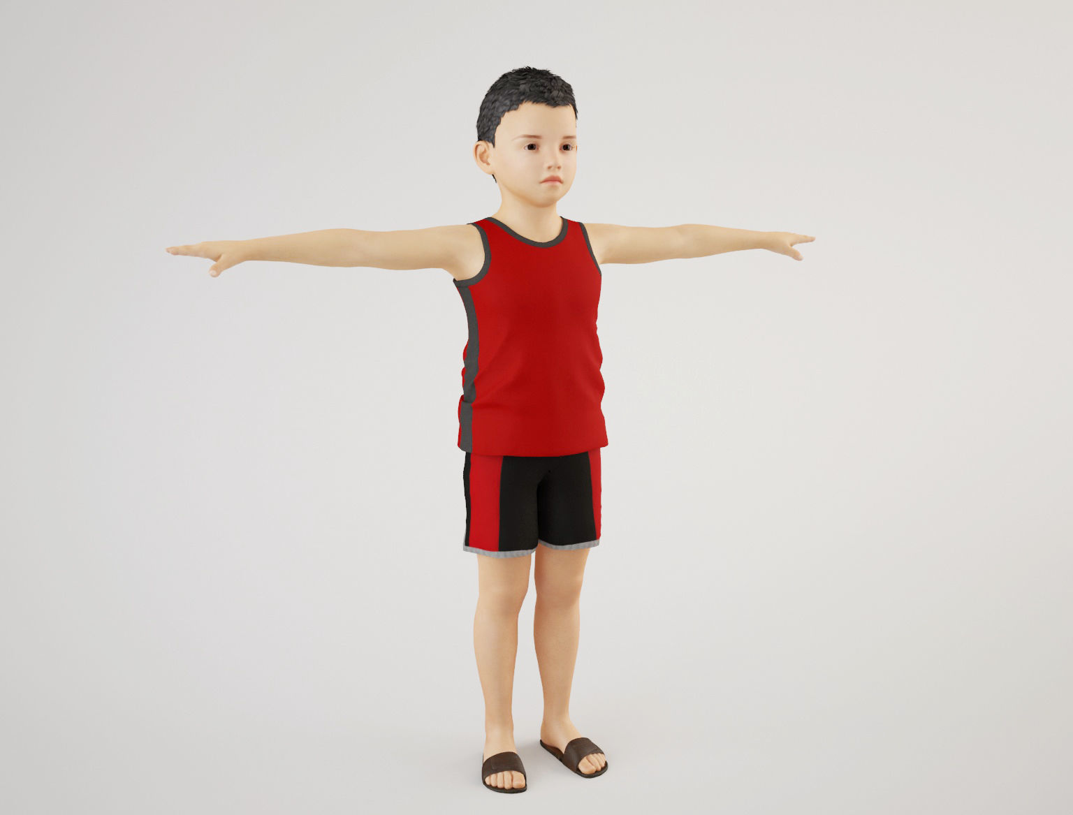 Boy 5 in tank top and shorts 3D model_5