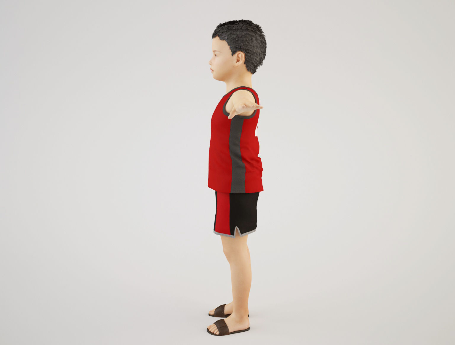 Boy 5 in tank top and shorts 3D model_4