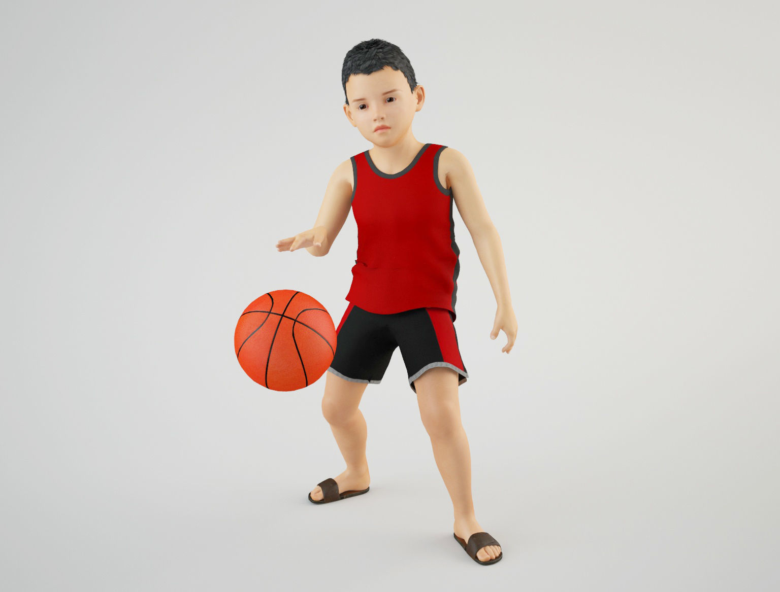Boy 5 in tank top and shorts 3D model_10