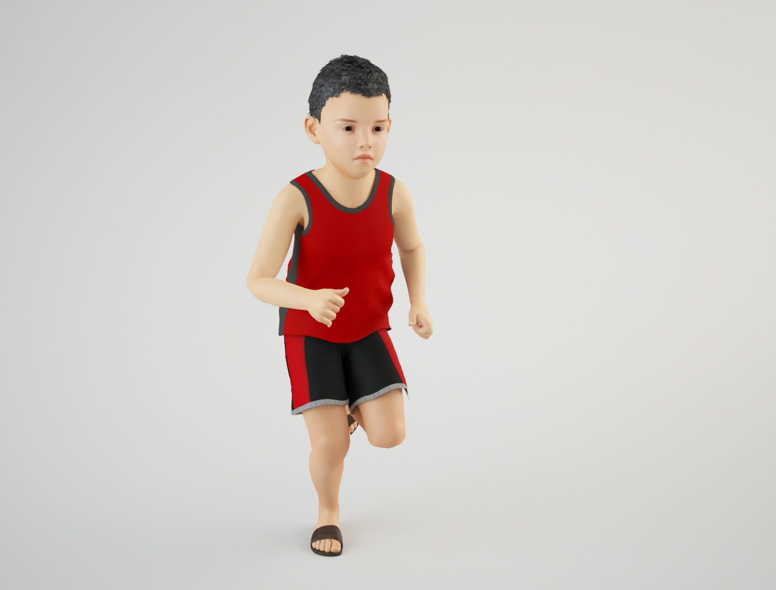Boy 5 in tank top and shorts 3D model_11
