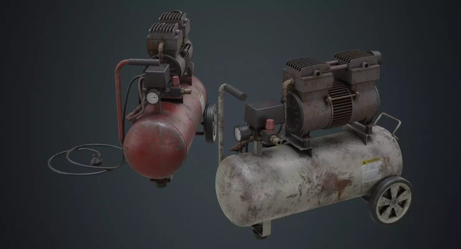 Air Compressor 3B Low-poly 3D model_0