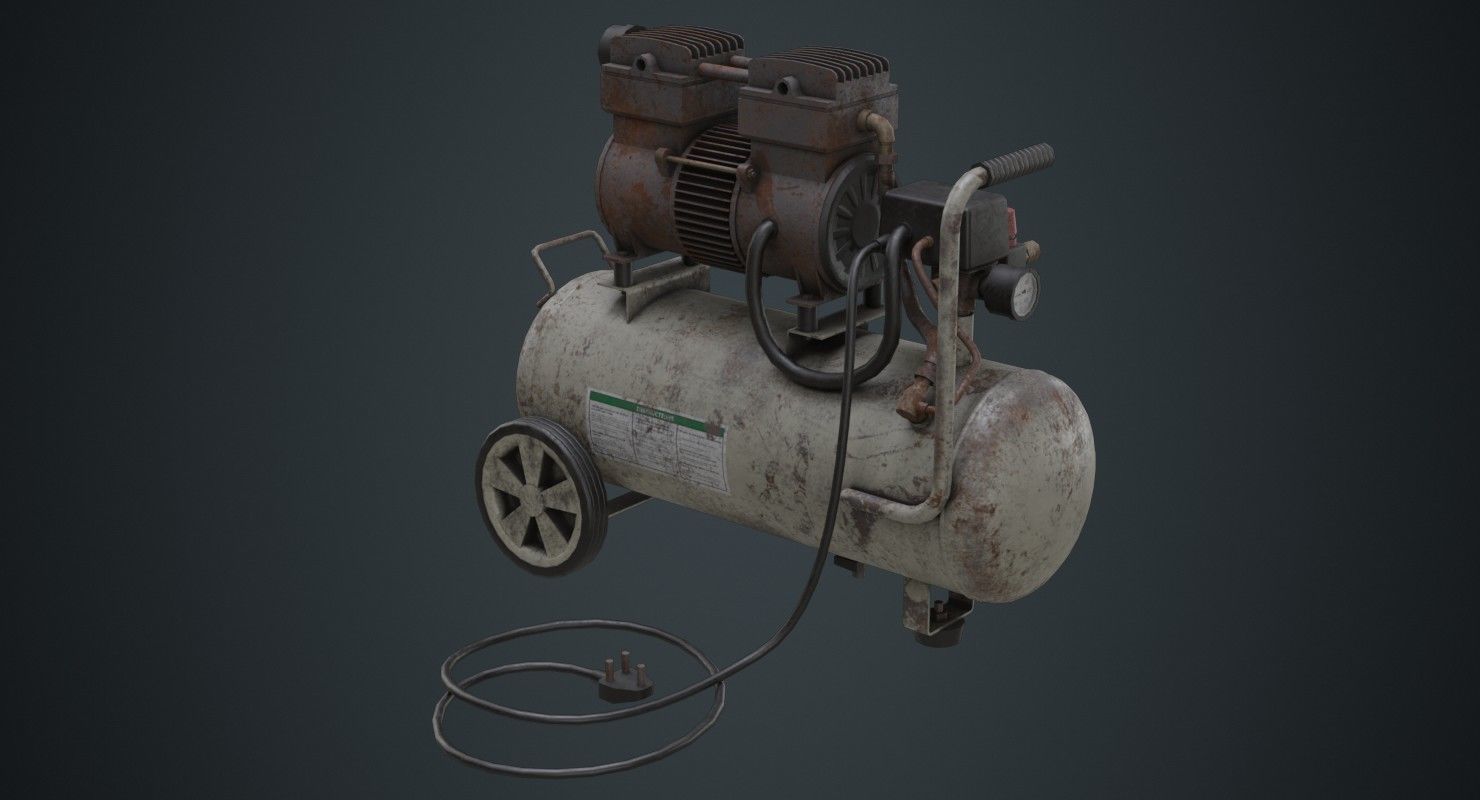 Air Compressor 3B Low-poly 3D model_4